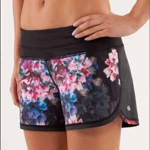 lululemon athletica Floral Black Athletic Shorts